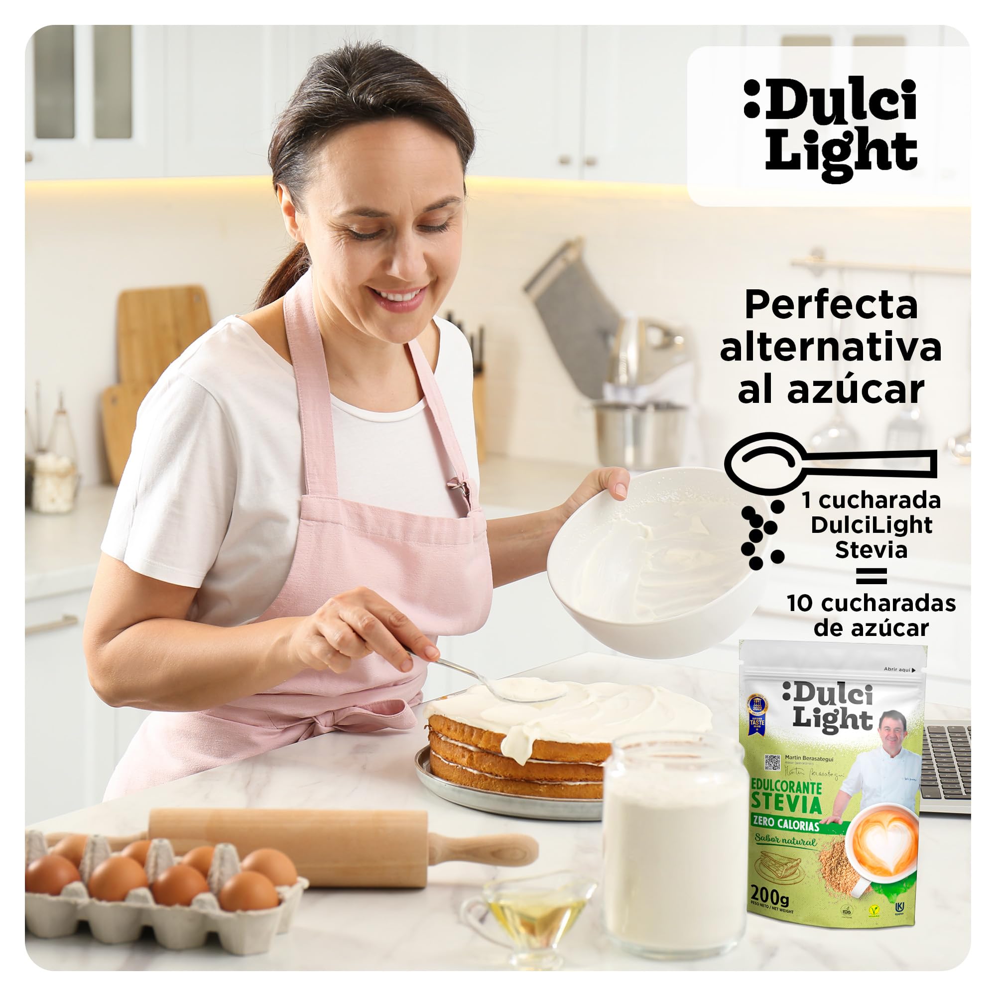 Dulcilight Estevia Granulada Doypack 200g Stevia 100% Sabor Natural Zero Calorías Edulcorante Sustituto del Azúcar No GMO Keto Vegano