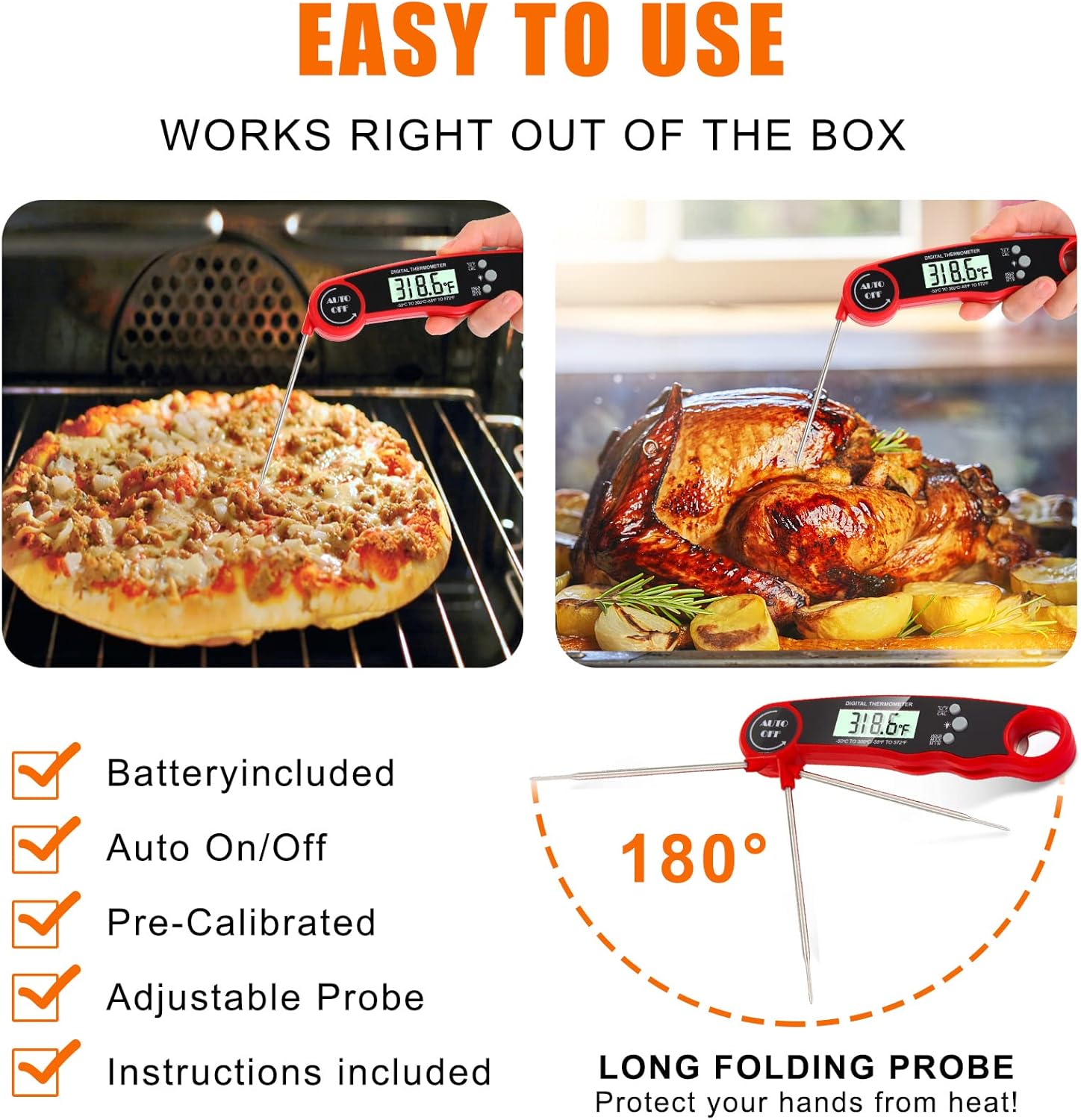 Review Instant Read Meat Thermometer for Cooking Waterproof, Fast, Accurate Digital Food