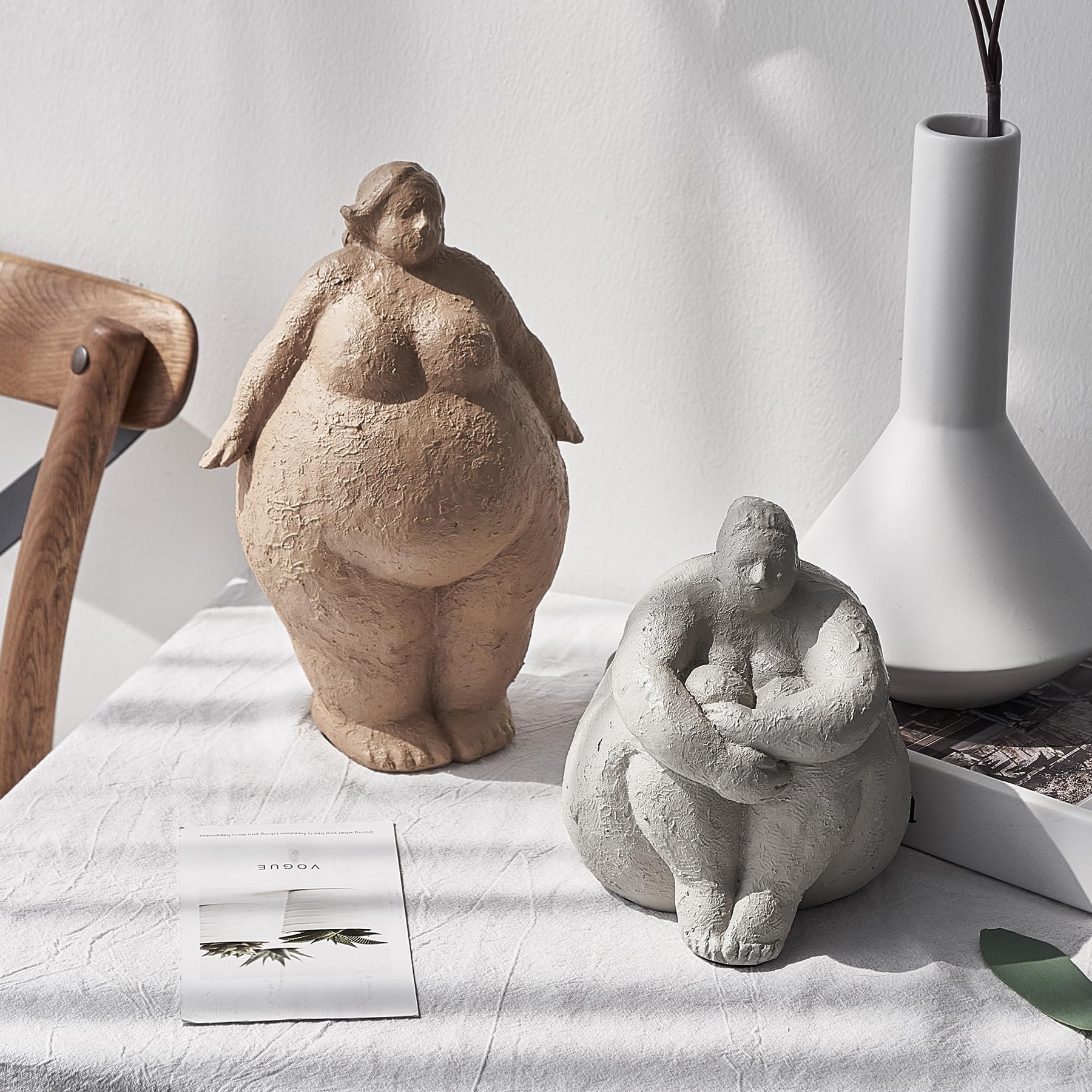 TIMEBUS Fat Lady Statue Art Sculpture Woman Yoga Statues for Home
