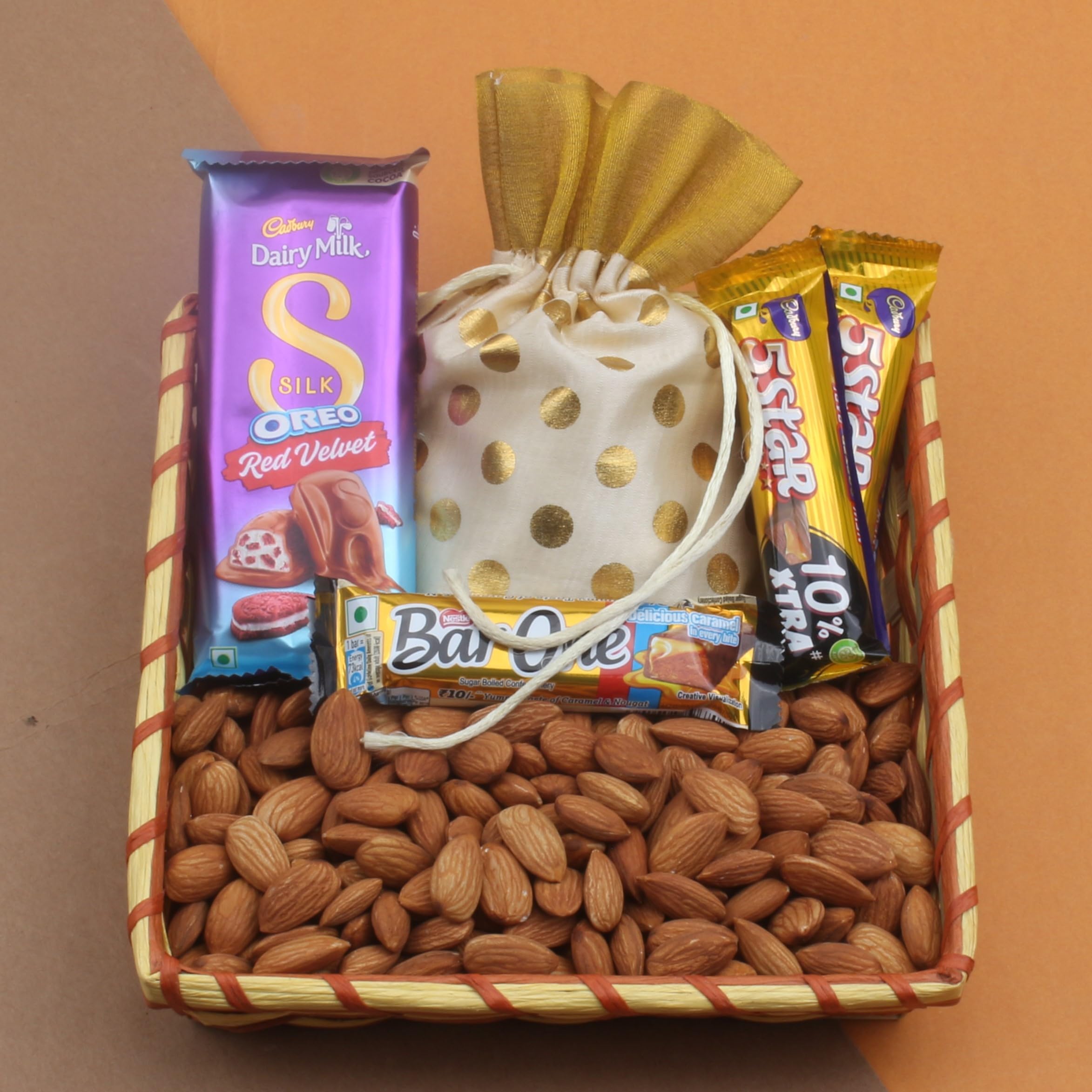 SFU E Com Silk Oreo Red Velvet Chocolate And Caramel Chocolates With Almond and Decorative Potli | Ideal for Rakhi, Diwali and Festive Gifting | 357 (B0CKTG1TTW) Amazon Price History, Amazon Price Tracker