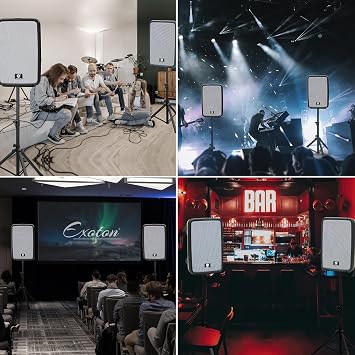 EXOTON EP-210 10inch PA System with 8-Channel Mixer | Portable 600W Bluetooth Speakers,USB/SD/FM/5-band EQ, Includes 2 Speaker Stands/ Mic/48V Phantom Power ,for Indoor&Outdoor