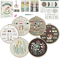 Cyanfour 6-Stage Beginner Embroidery Kit: 38 Stitches, Stamped Patterns, Video Tutorials & Full Supplies for Adults
