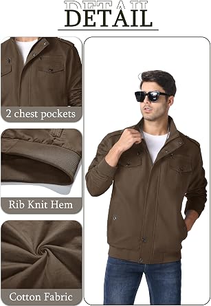 MAGNIVIT Men's Military Jackets Lightweight Full Zip Army Cargo Jacket