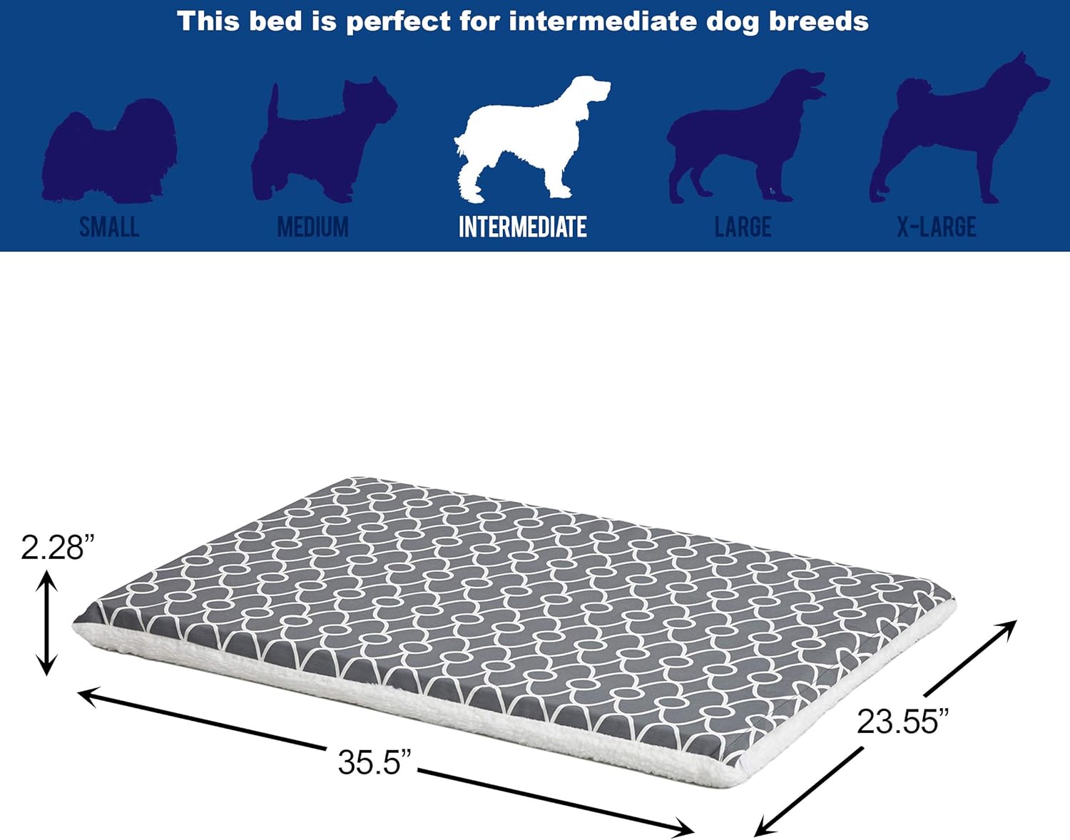 review MidWest Homes for Pets Quiet Time Teflon Defender Dog Beds; Pet Beds Designed to Fit Folding Metal Dog Crates, Gray & White Geometric Pattern, 36-Inch