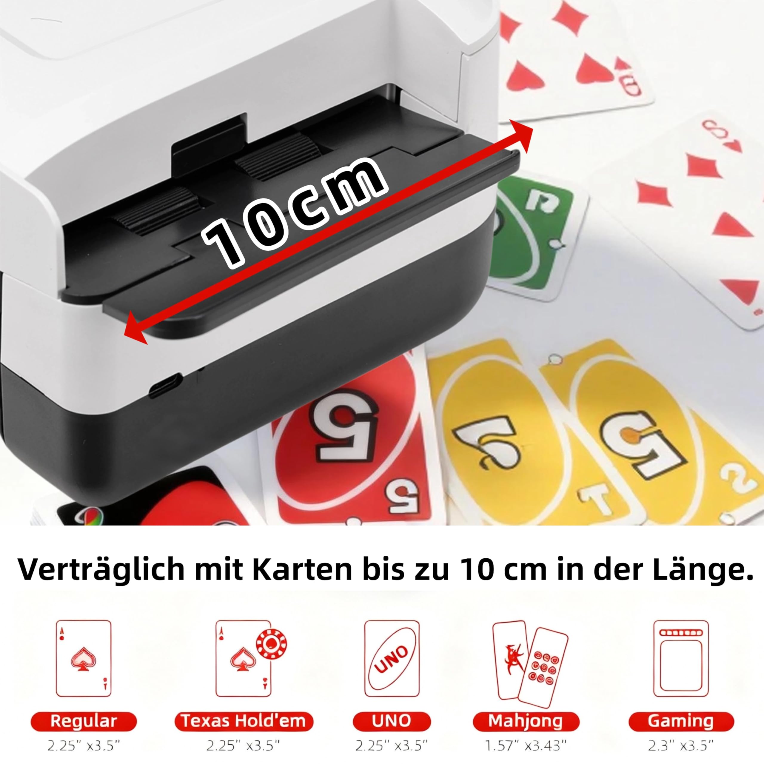Mélangeur de cartes électrique - Mélangeur automatique de cartes, mélangeur de cartes pour 1-2 jeux de Poker Uniformément & sans pincement, Mélangeur de cartes pour UNO, Rommé