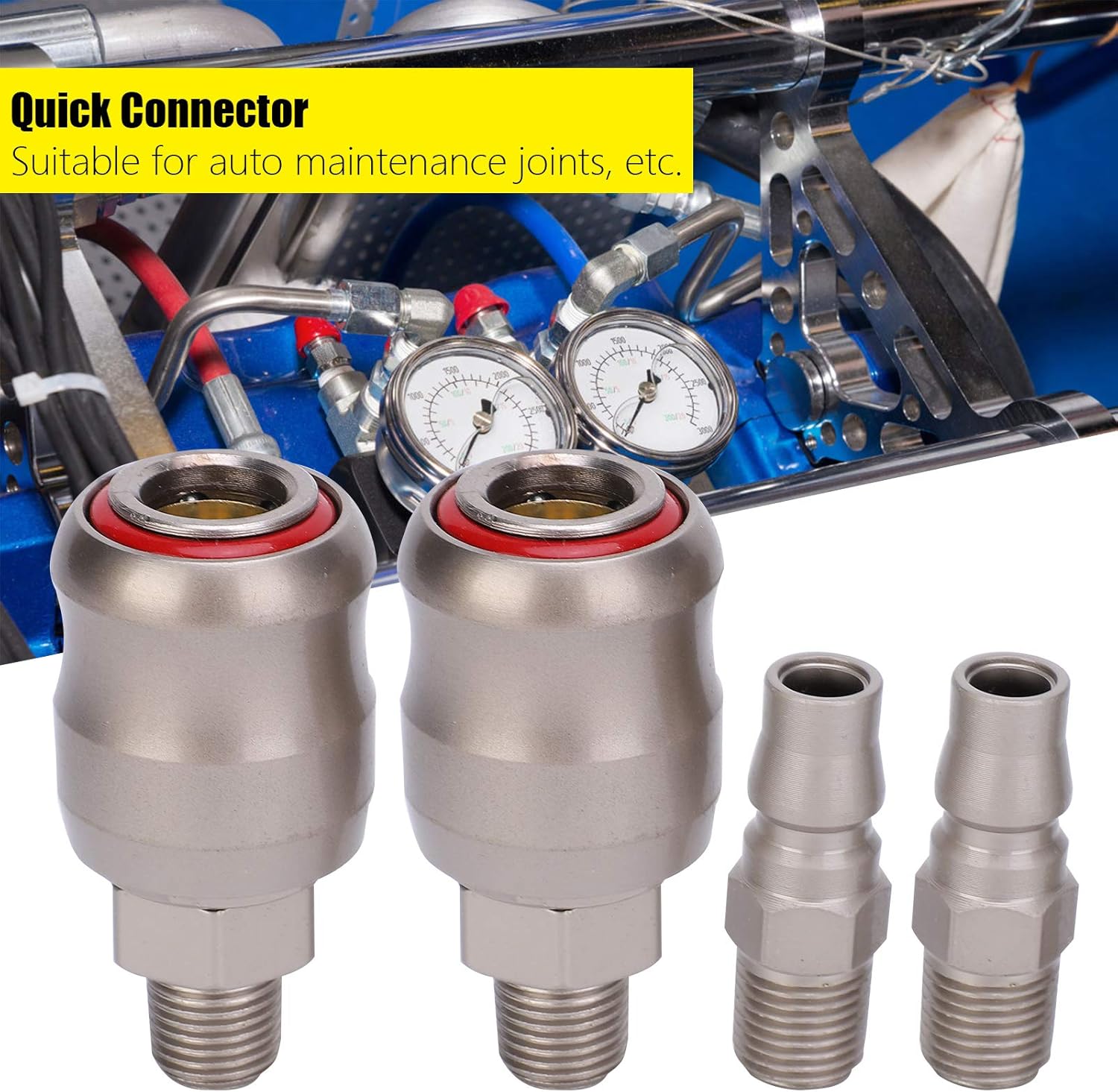 Thincol 2-Pairs Air Coupler and Plug Kit,20SM + 20PM Male and Female Push to Connect Pipe Fitting Adapter Pneumatic Connector for Air Compressor Automotive,Type C