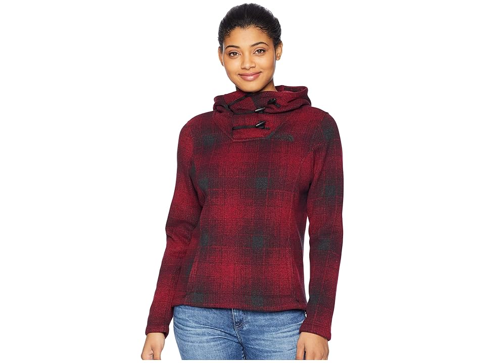 

The North Face Crescent Hooded Pullover (Rumba Red Ombre Plaid Small Print) Women's Sweatshirt