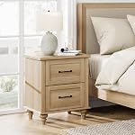 WAMPAT Nightstand with Charging Station,Farmhouse End Sofa Table with USB Ports&Power Outlets for Living Room,Bed Side Table with 2 Drawers for Bedroom,Oak White