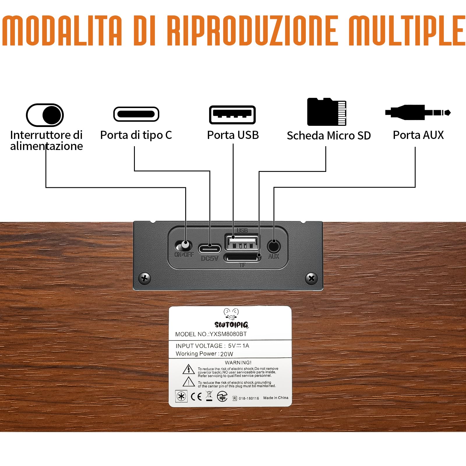 Altoparlanti per computer Bluetooth - Sound Bar in legno con connettività Bluetooth 5.3 e USB | Compatibilità universale per PC, desktop, laptop, monitor, tablet e smartphone