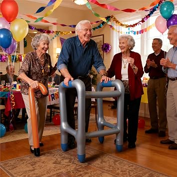 Inflatable Zimmer Frame-Inflatable Walker and Cane - Retirement Party Decorations Gag Funny Old Age Costume Accessories, 40, 50, 60th birthday party decor Christmas Birthday gifts for men