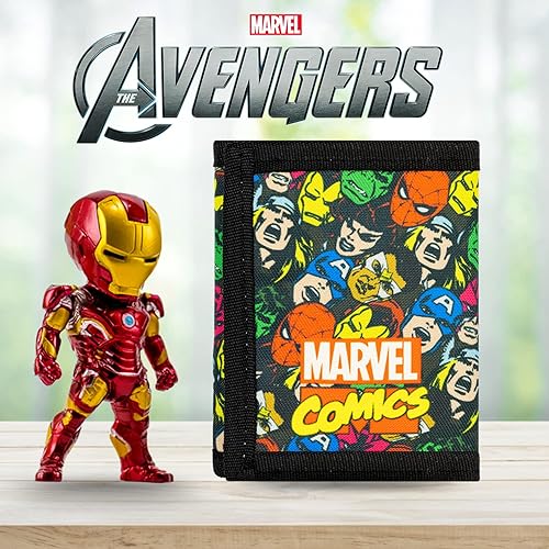 Miniatura 7 de Marvel Cartera plegable para niños de Spider-Man con Vengadores, Maravilla (Marvel), Talla única, Portátil, duradero, mochila, plegable, encaje