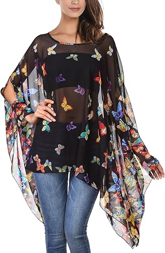 DJT Traje de baño de verano para mujer, salida de baño para mujer, blusas de gasa, túnica