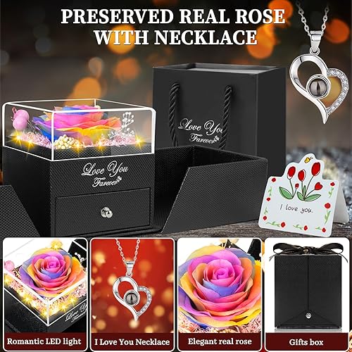 Miniatura 2 de Rosa real preservada, flores eternas, regalos de rosas para mamá, abuela, esposa, novia, regalos para ella, Navidad, cumpleaños, aniversario, con