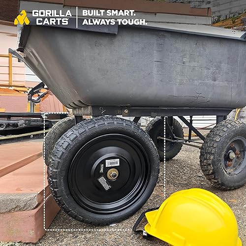 Miniatura 6 de Gorilla Carts - Rueda neumática de repuesto que no se pincha con cubo de compensación, carro de jardín utilitario, carretilla, dolly, vagón y kart