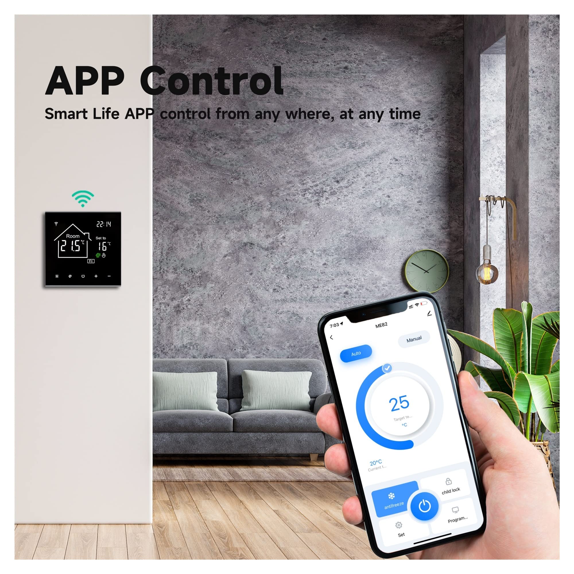 Cyfrowy higrometr termometr wewnętrzny Tuya Wifi Smart Thermostat LCD Wyświetlanie ekranu dotykowego do elektrycznego podłogi podłogowej Woda/gazem Kotłak Temperatura zdalny sterownik bezprzewodowy Z