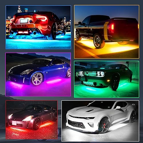 Miniatura 9 de MICTUNING N8 - Kit de luz LED RGBW de aluminio para automóvil, tira de luz multicolor para debajo de la carrocería, barra de luz de neón multimodo