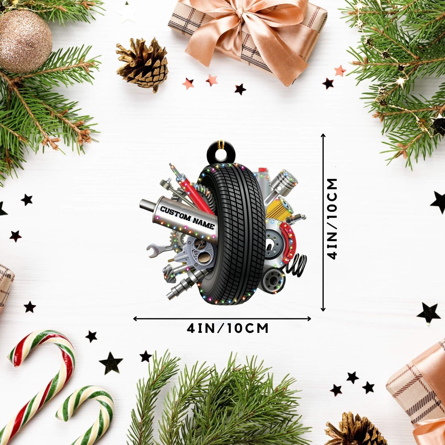 HomeDesign Personalized Mechanic Tools Ornaments, Custom Christmas Ornaments, Worker Lover Gift Ornament Tree Hanging Pine Decorations, Mechanic Gift (M11)