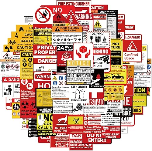 Miniatura 1 de 75 calcomanías de señal de advertencia divertidas calcomanías de vinilo impermeables clásicas para casco portátil álbum de recortes botellas de agua