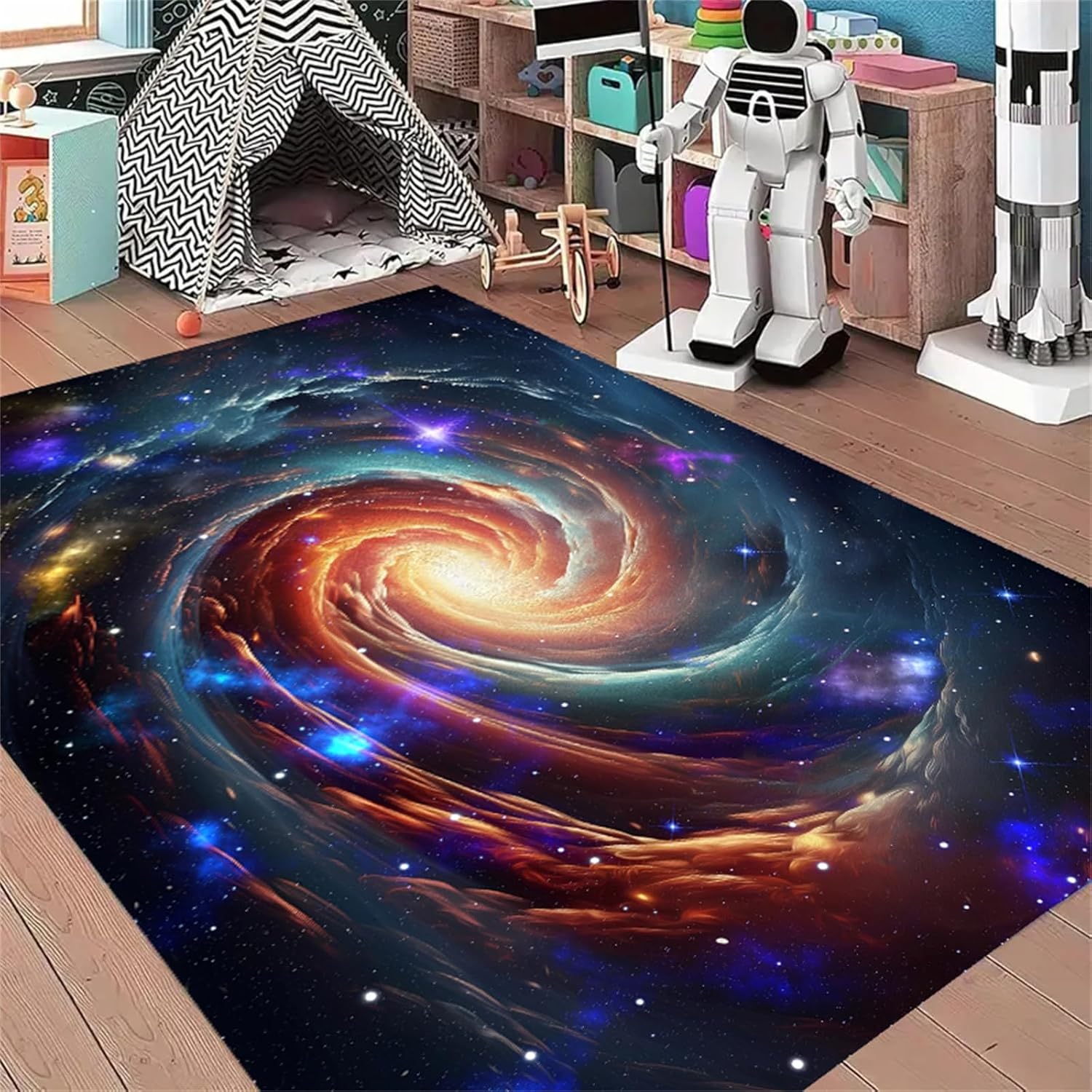 Space Area Carpet,5x8ft,Colorful Starry Universe Galaxy Rug, Modern Style Home Decoration Rug, Suitable for Living Room, Bedroom, Kitchen, Bathroom Soft Non-Slip Machine Washable