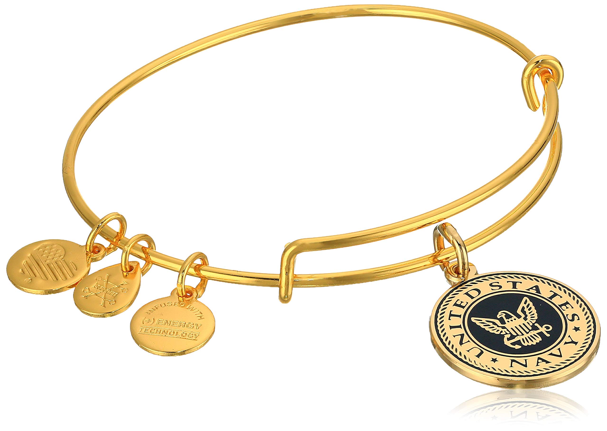 Alex and Ani "Armed Forces" US Navy Expandable Wire Bangle Charm Bracelet
