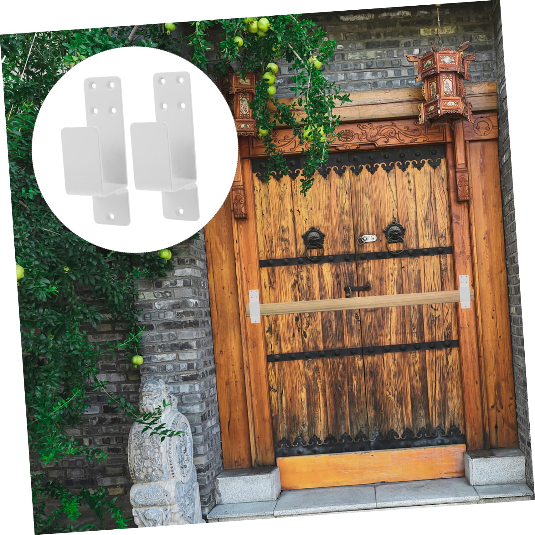 Supports de Barre de Sécurité Faciles à Démonter Lot de 2 en Acier Blanc Offrant Stabilité pour Portes et Portails, pour Sécurité Porte D'entrée