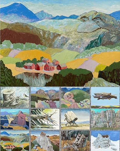 PIXILUV 12 tarjetas de notas en blanco para todas las ocasiones hermosos paisajes de fantasía y gigantes durmientes Postales de ilustración de