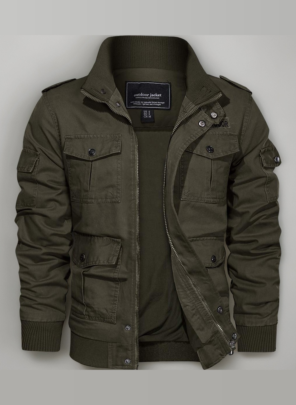 EKLENTSON Men's Casual Cotton Military Bomber Jacket Winter Outerwear Windbreaker Cargo Jacket Multi Pockets