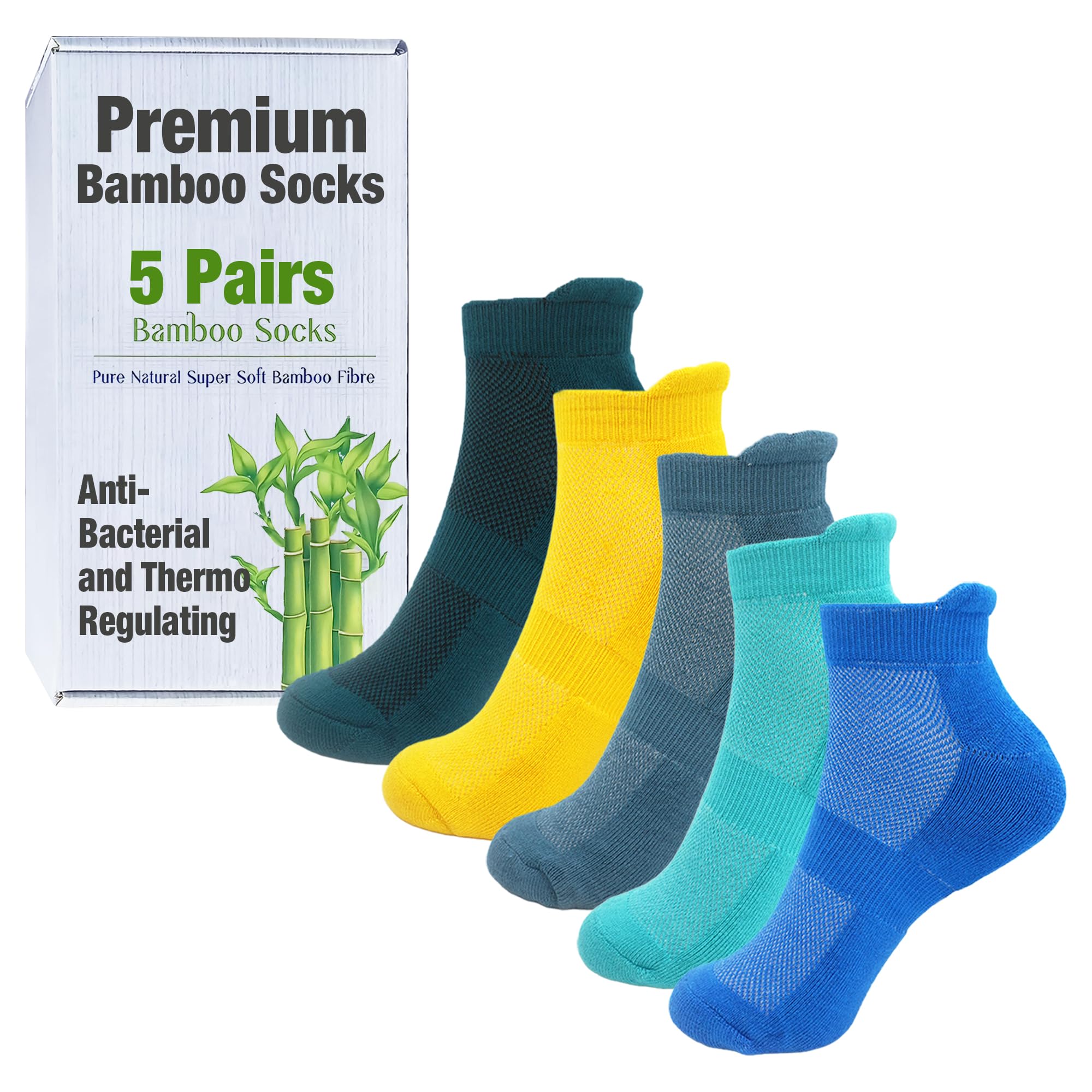 Nivja Unisex Bamboo Ankle Socks 5 Pairs | Super Soft Anti-Bacterial