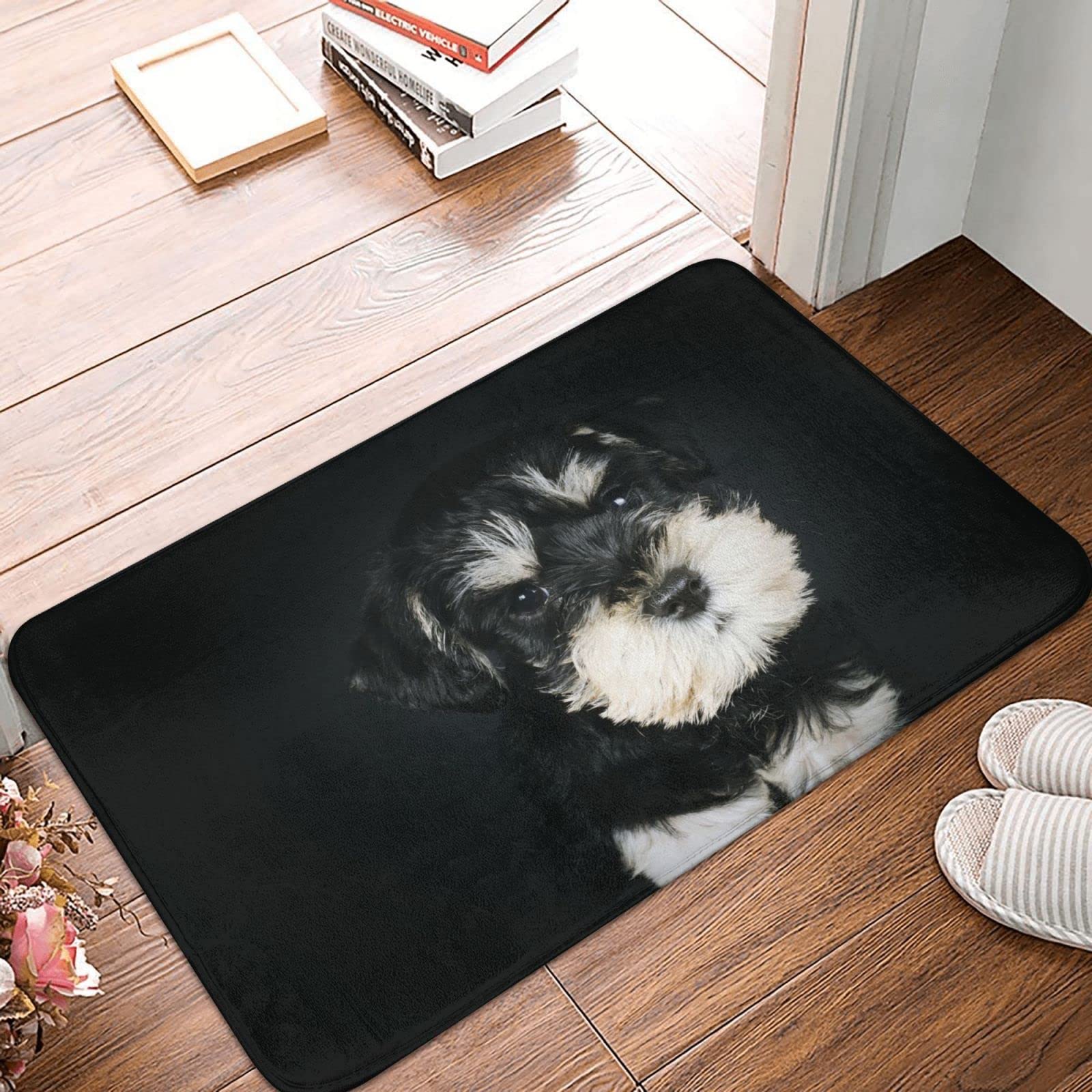 Amazon | ミニチュア・シュナウザーの子犬 玄関マット 室内 屋外