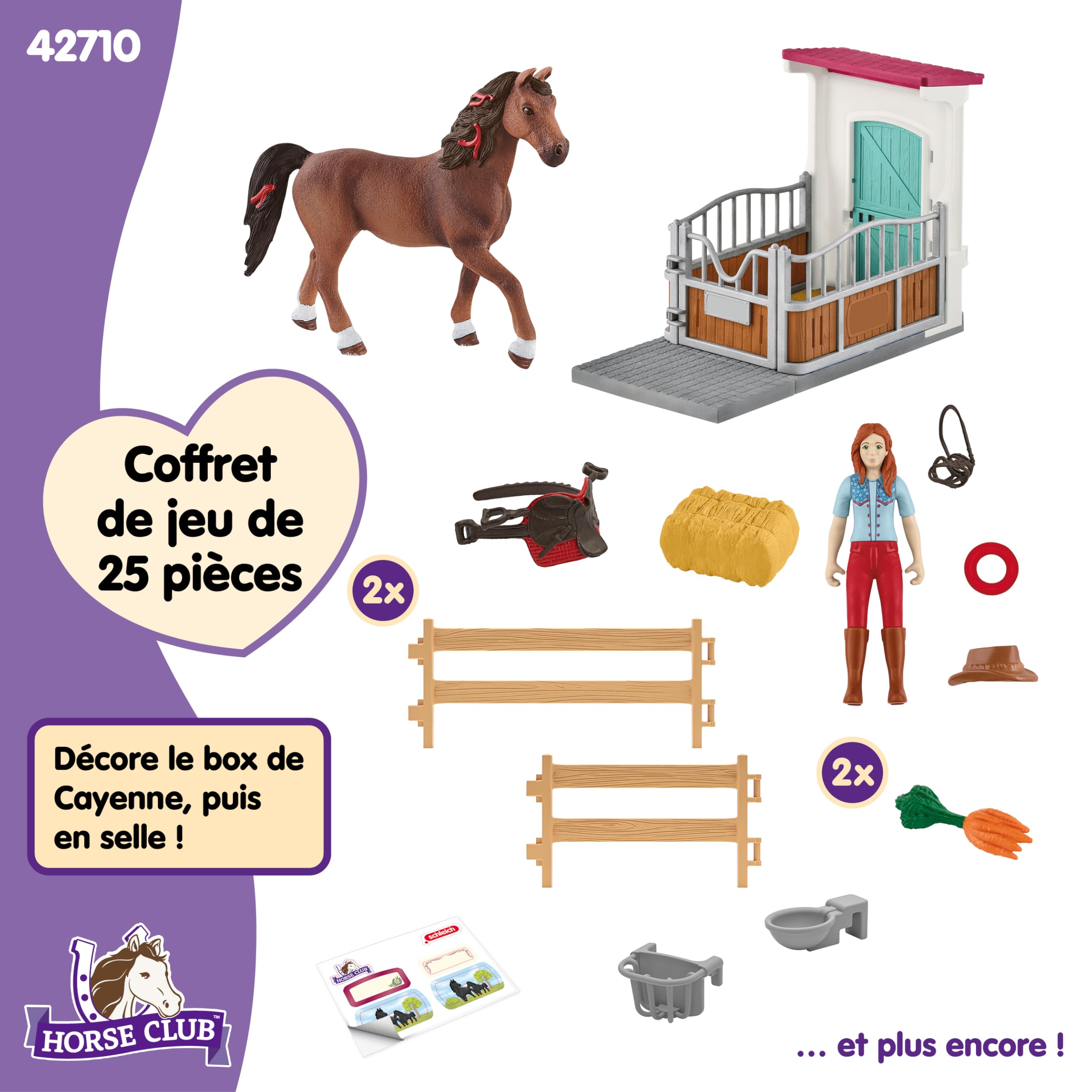 Schleich Horse Club | Calèche de Mariage 42641 | dès 5 Ans | 106 pièces | Couple de mariés avec calèche, Hannah, cheval et accessoires | Superbe cadeau pour filles et garçons