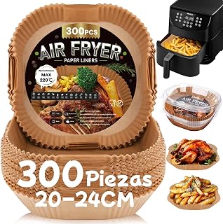 articulo 300 Piezas Papel Freidora de Aire 4,5-8L, 20-24CM Papel Air Fryer Cuadrado | BPA Free, Desechable Antiadherente Accesorios para Freidora sin Aceite Horno Microondas, Perfecto para Cecotec COSORI 5,5 6L