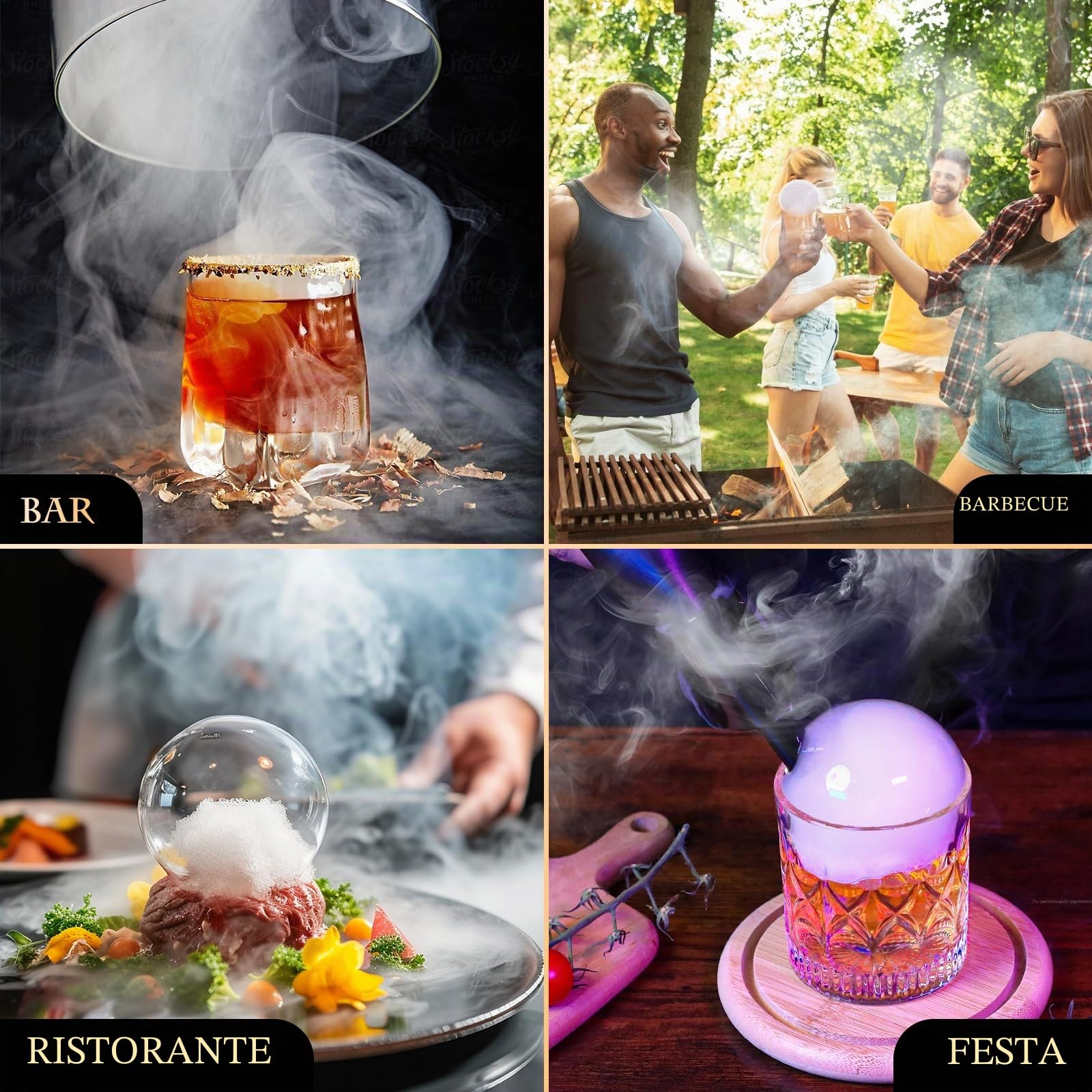 Pistola Affumicatore Cocktail Kit, Funzionamento con un Solo Tasto, Portatile, con Schermo a Colori da 1,4 Pollici, per Baristi, Bar, Feste, Vino, Bevande, Caffè (Affumicatore)