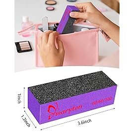 Maryton Nail Buffer Sanding Block Polisher Buffing File 60/100 Grit for Acrylic Nail Art Kit Manicure Tools 10 PCS (Black Purple)