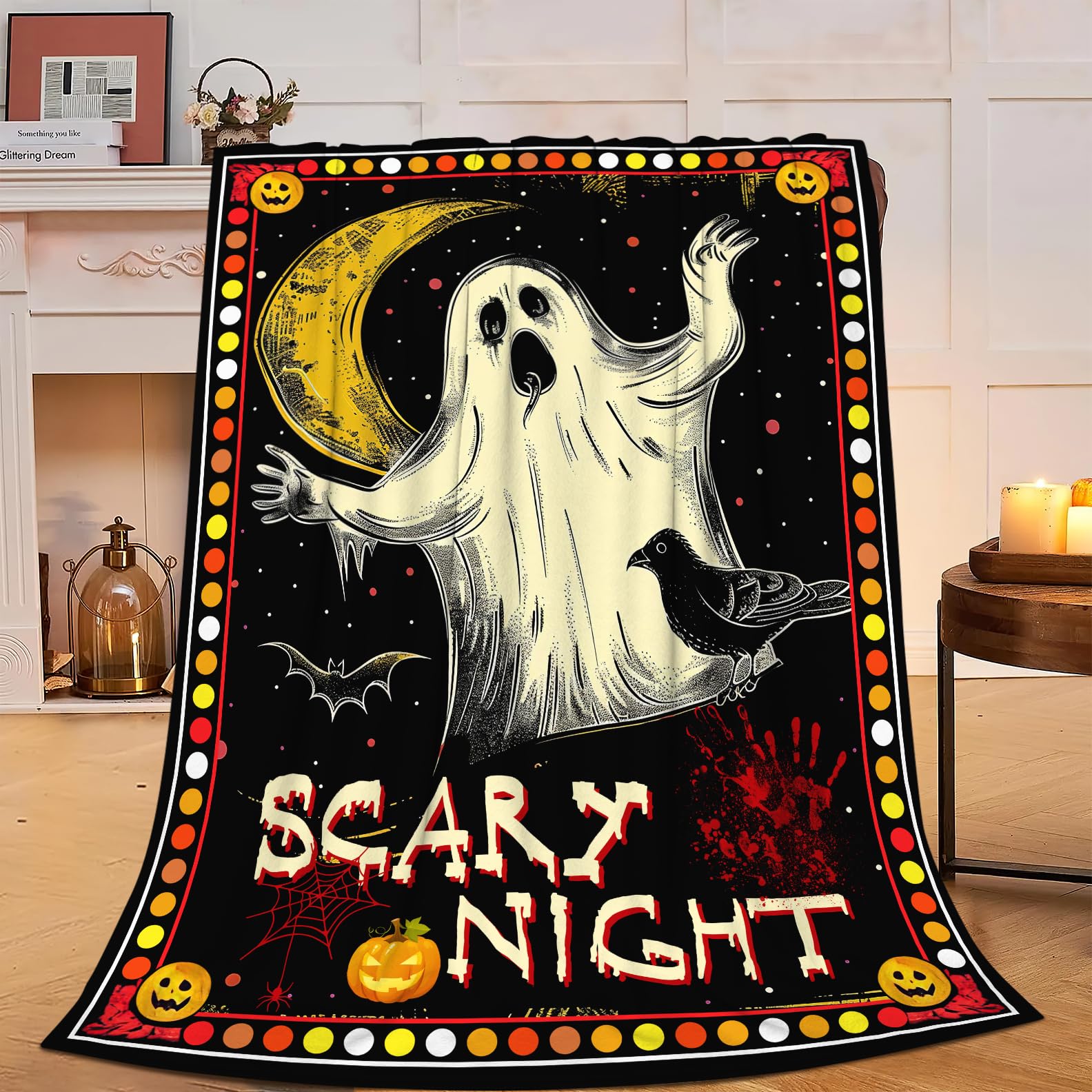 Halloween Ghost Blanket Gothic Horror Scary Fleece Throw Blanket Super Soft Warm Cozy Fuzzy Plush Dark Spooky Blanket Gifts for Girls Boys Kids Halloween Decor 40"X50"