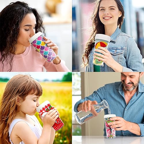 Miniatura 8 de Luckyrao Pintura de diamante DIY hecho a mano creativo patrón decorativo tazas 15.9 fl oz para el hogar, al aire libre, viajes (Luckyrao (K))