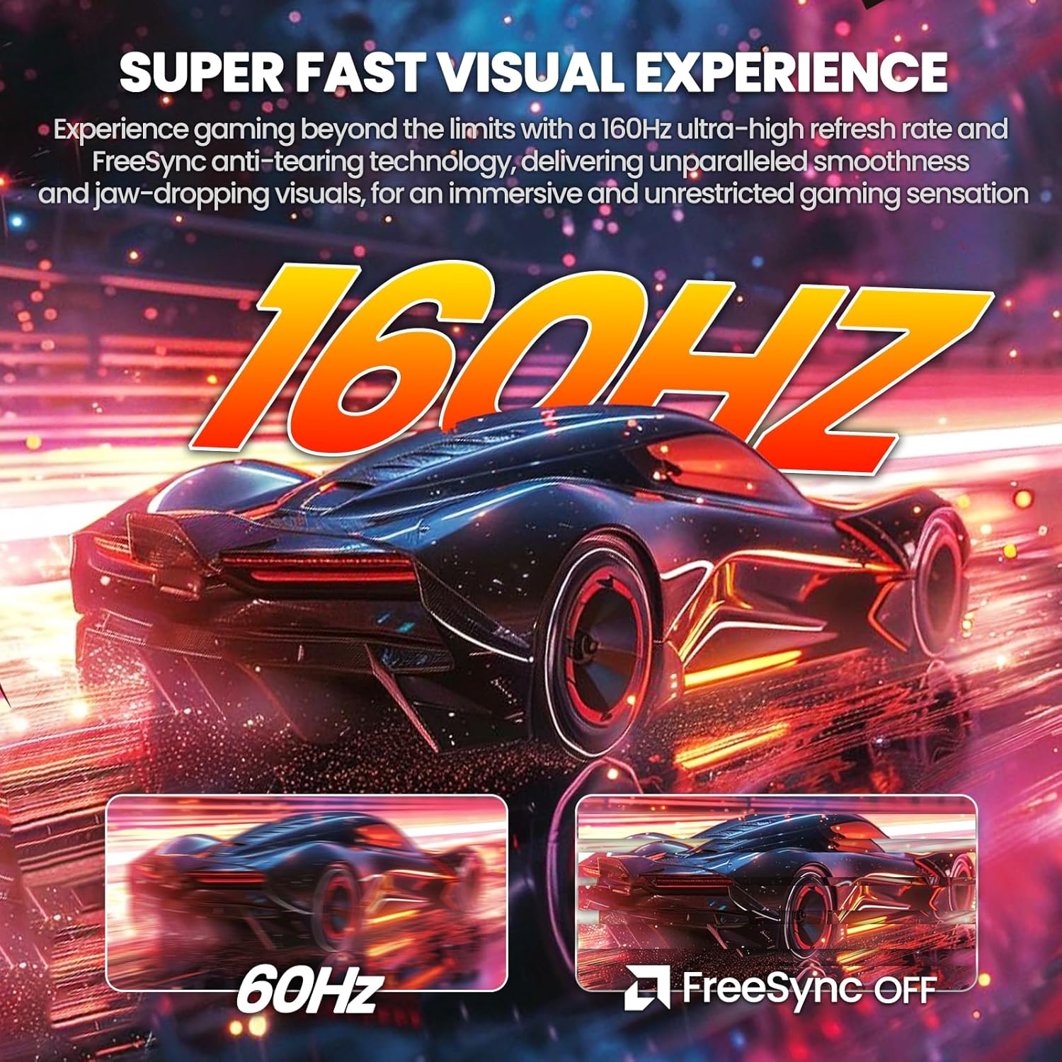 CRUA 32" Curved Gaming Monitor, 4k UHD(3840 * 2160P) VA Screen, 1500R, 144Hz/160Hz Computer Moniter, Supports AMD Freesync, 120% sRGB, Built-in Speakers, Wall Mountable Installs(HDMI 2.1/DP 1.4)-Black - Image 5