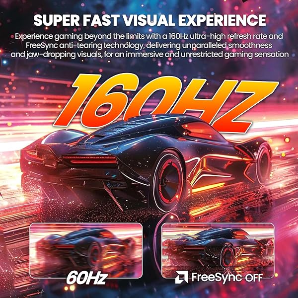 CRUA 32" Curved Gaming Monitor, 4k UHD(3840 * 2160P) VA Screen, 1500R, 144Hz/160Hz Computer Moniter, Supports AMD Freesync, 120% sRGB, Built-in Speakers, Wall Mountable Installs(HDMI 2.1/DP 1.4)-Black - 5