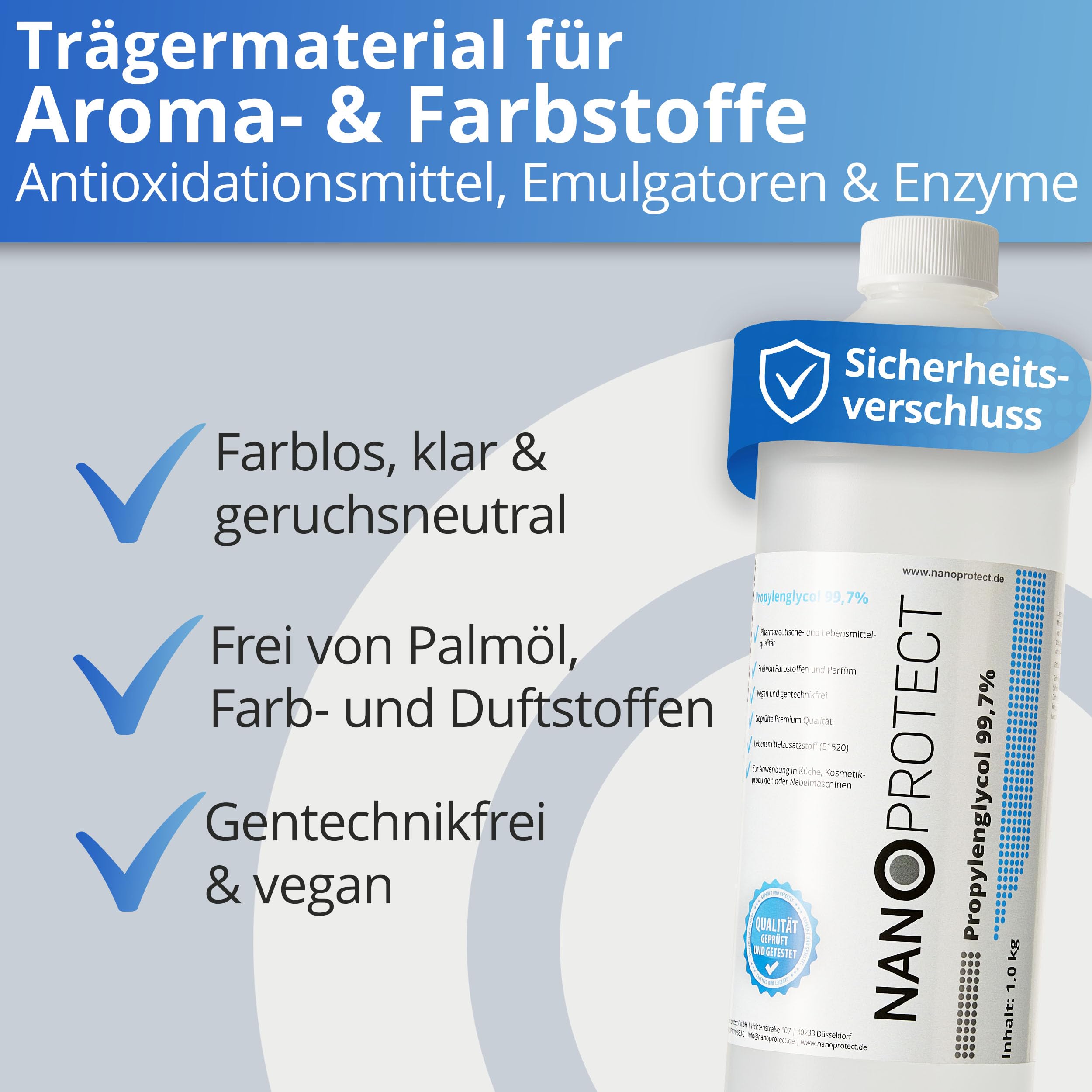 Nanoprotect | VG PG 2x1L/kg | Glycerin 99,5% E422 | Propylenglycol 99,7% E1520 | Pflanzlich Pharmaqualität | Höchste Reinheit | Perfektes DIY-Nebelfluid für Disko und mehr - Made in Germany