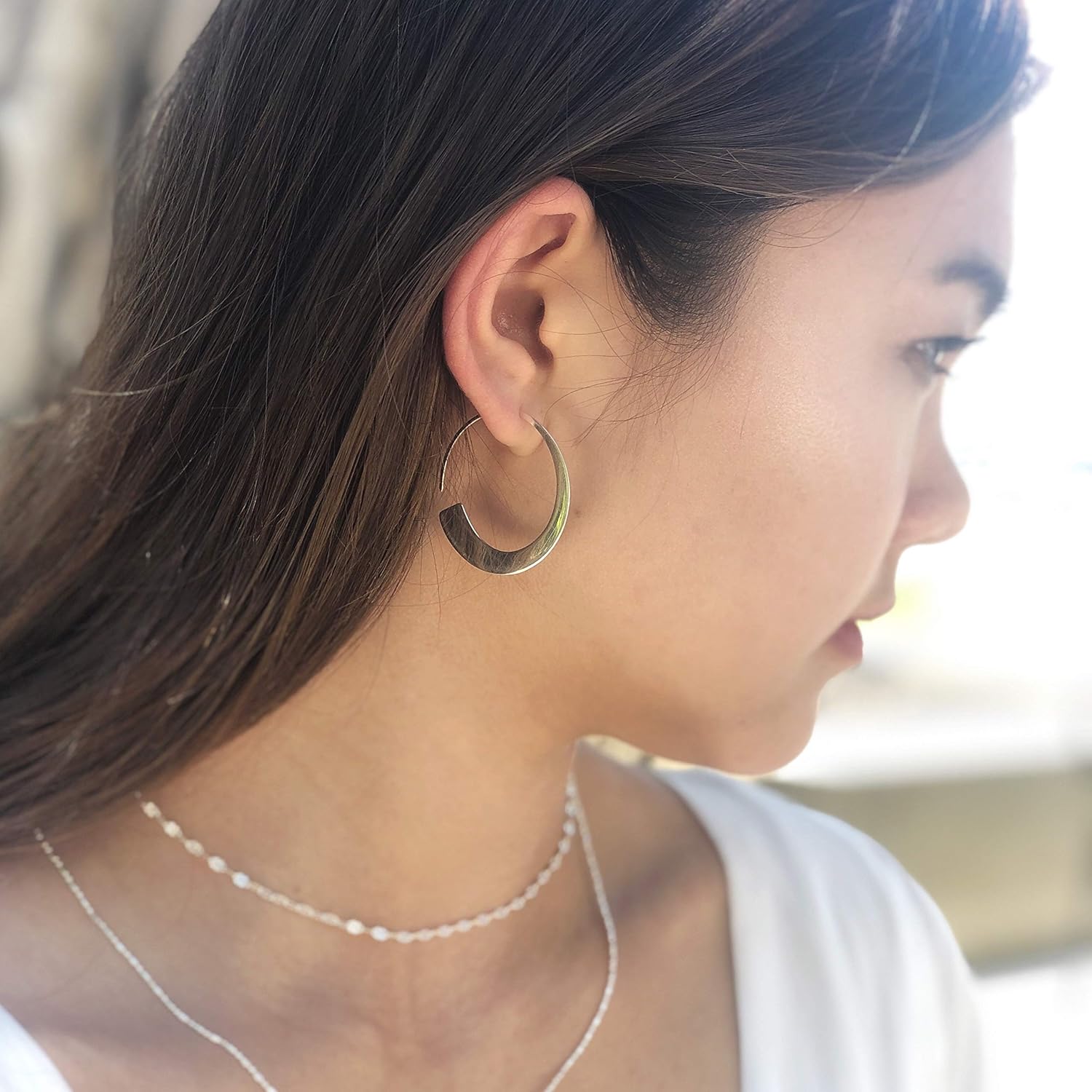 Orbit Hoop Earrings Sterling Silver with Gold Finish - Image 9