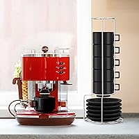Vista 4 de Houseables Juego de tazas de café expreso, apilables, tazas Expresso, 19 piezas, color negro, tazas de café expreso, juego de tazas y platillos
