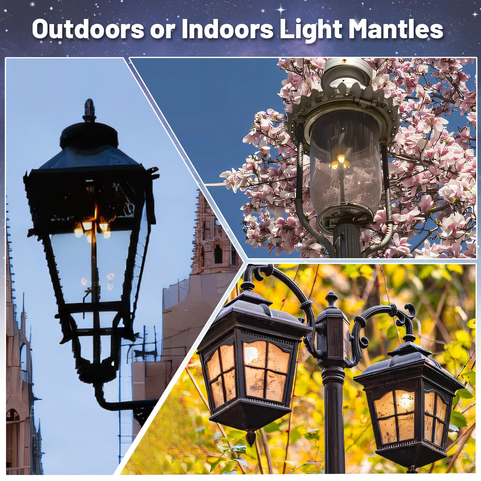 4PCS Gas Light Mantles Preformed Gas Lamp Mantles Propane Light Mantle White Gas Mantles Pre Formed Gaslight Mantles for Humphrey/Paulin/Falks Gas Lantern Covers Mantle for Outdoor Indoor Gas Lights