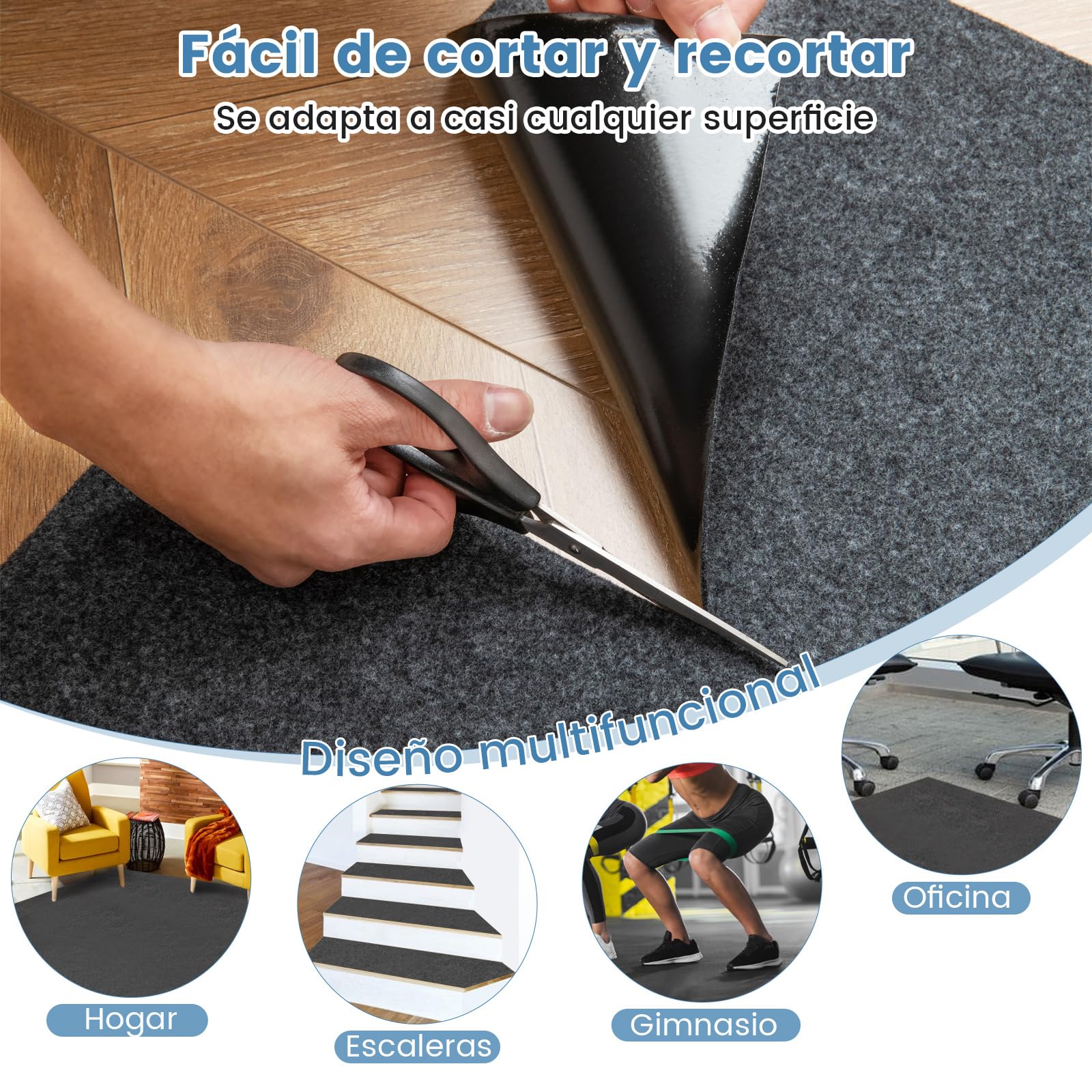 COSTWAY Tapete para Suelo de Garaje, Alfombra Absorbente para Derrames de Aceite, Alfombra de Piso Reutilizable y Lavable para Garaje, Incluye Cinta Adhesiva de Doble Cara (600 x 220 CM)
