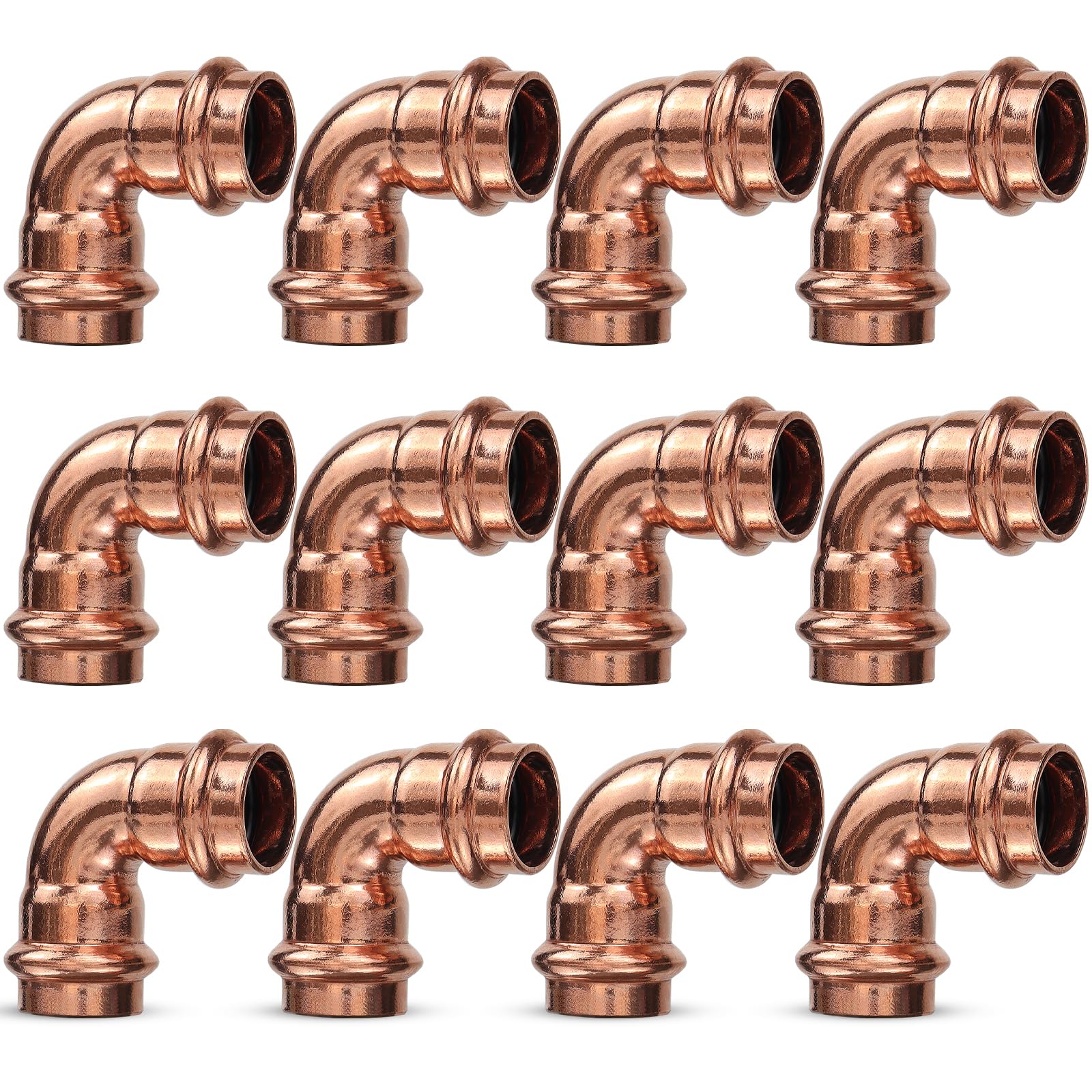 Gomito a 90 gradi in rame con 3/4 di pollice PxP, raccordi a pressione in rame Raccordo a gomito a 90 gradi senza piombo PxP 3/4 pollici x 3/4" per idraulica, diametro esterno 7/8", utilizzare con