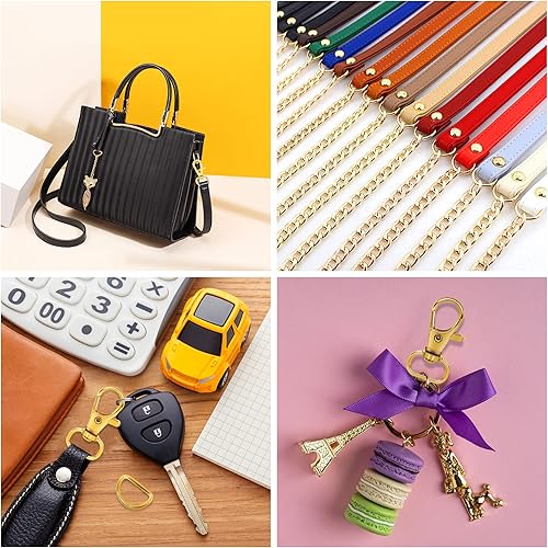 Miniatura 7 de SANNIX 120 ganchos de clip para llavero y anillos en D a granel incluyen 60 ganchos giratorios para cordón y 60 anillos en D para llaveros y