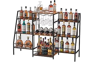 Multifunctional and Stylish Mini Bar Stand with Glass Holder and Six-Tier Stepped Design