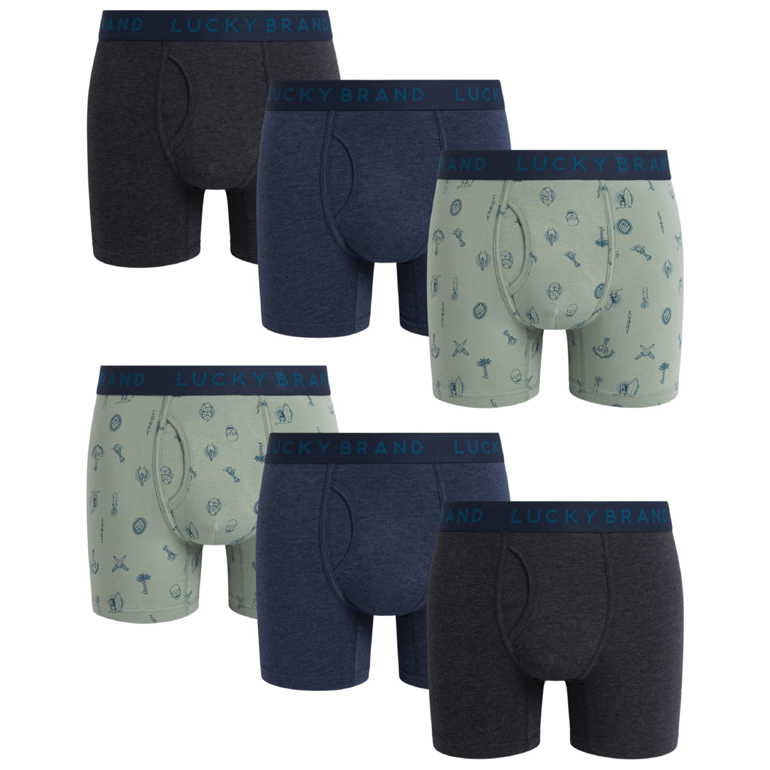 Lucky Brand Herren Unterwäsche – Baumwollmischung Stretch Boxershorts (6er-Pack)