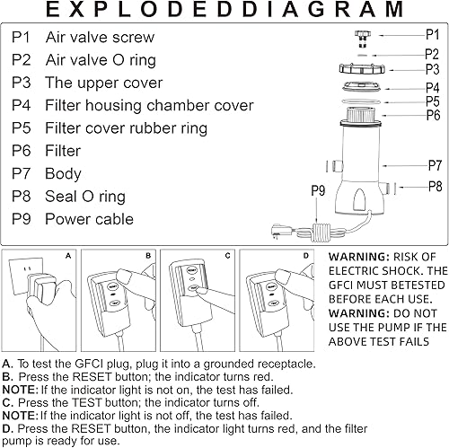 Miniatura 8 de TonGass Bombas de piscina de 1000 GPH, bomba de filtro de piscina sobre el suelo para piscinas, bombas de 1000 GPH, caudal todo en uno, filtros para