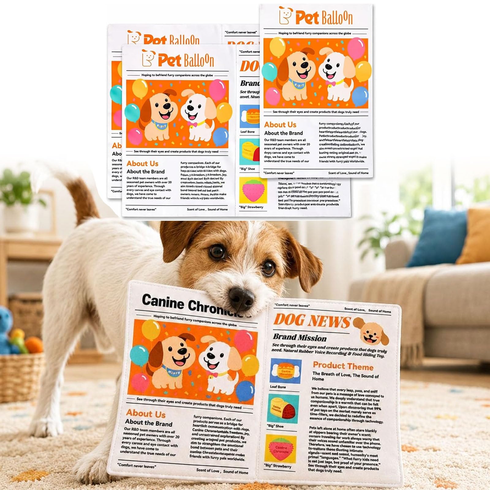View 1 of 2PCS Indestructible Newspaper Dog Toy Durable Washable 7.9in *11.8 in