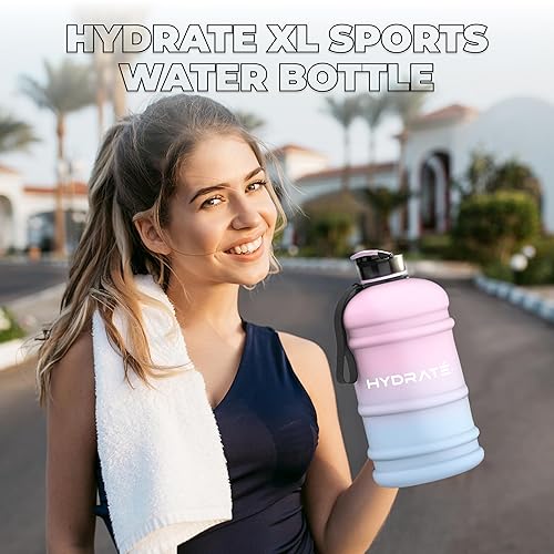 Miniatura 9 de HYDRATE Botella de agua grande de 2.2 litros  Jarra de agua potable para gimnasio para hombres  Vaso grande para deporte y entrenamiento  Boca ancha