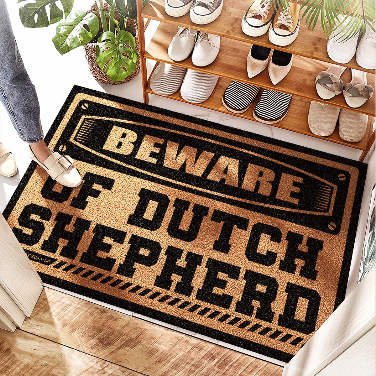 Paillasson extérieur antidérapant 65x90 cm évite la boue Beware Of Dutch Shepherd
